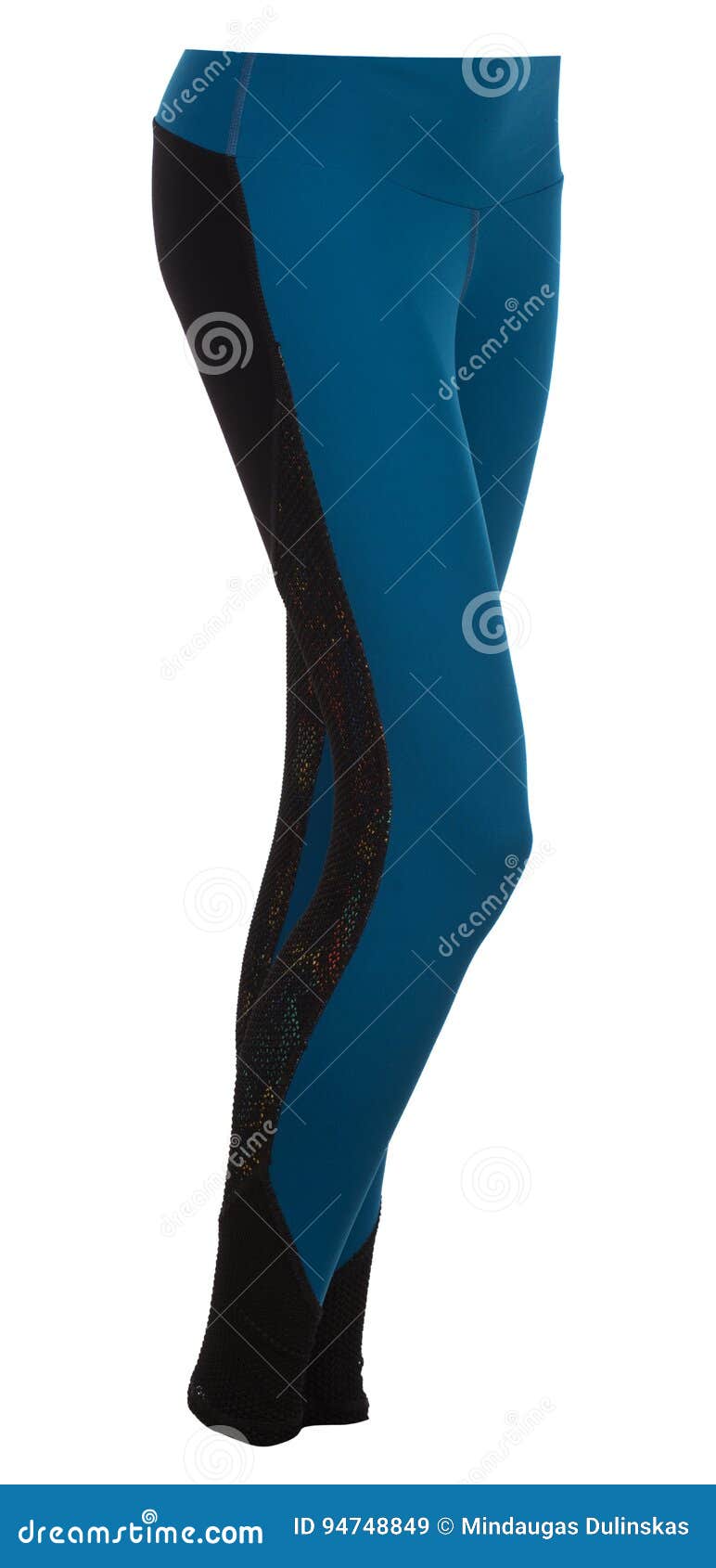 Blue and Black Leggins Isolated on White Background. Stock Image