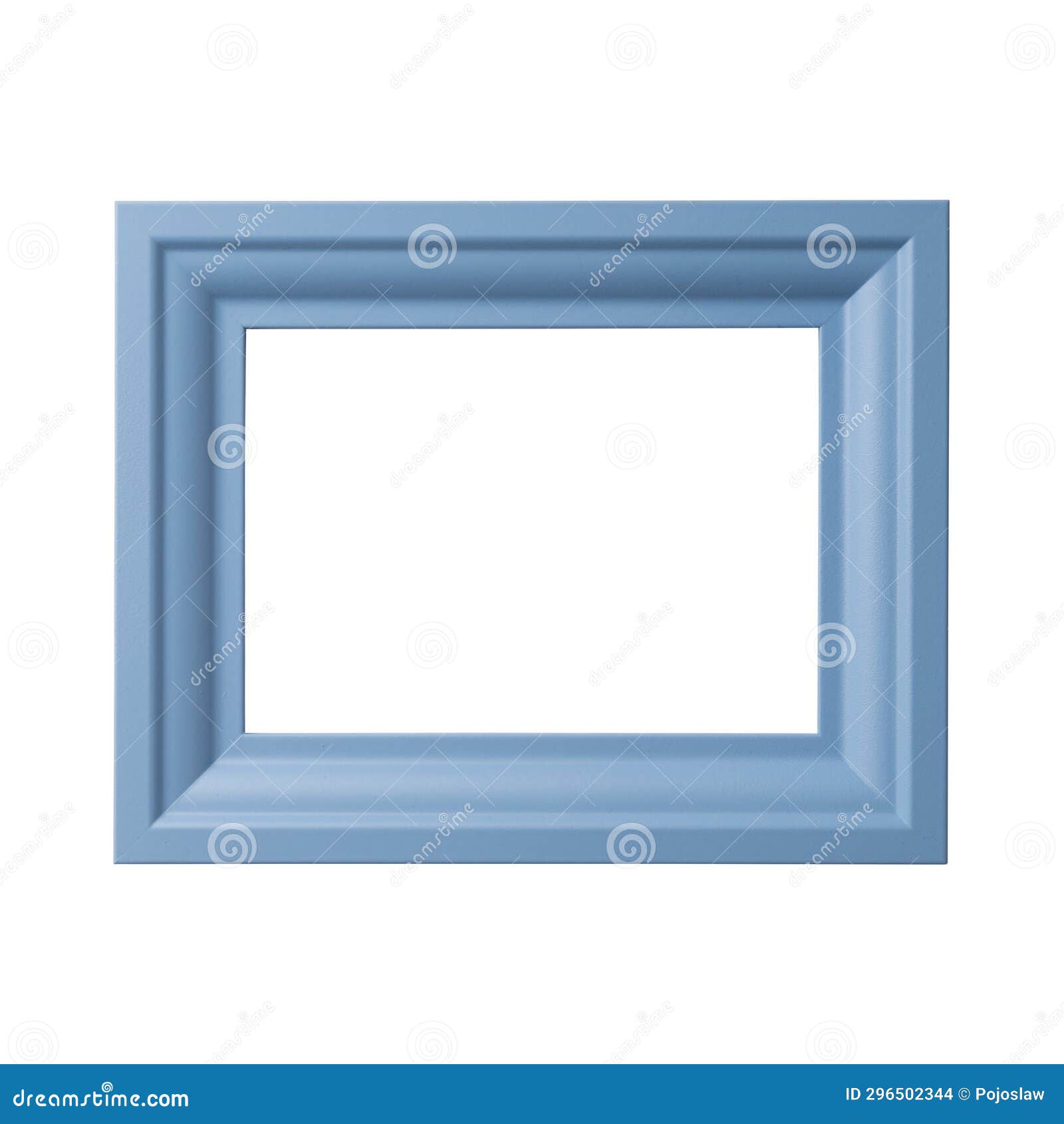 Blue Blank Picture Frame, Realistic Horizontal Picture Frame. Empty