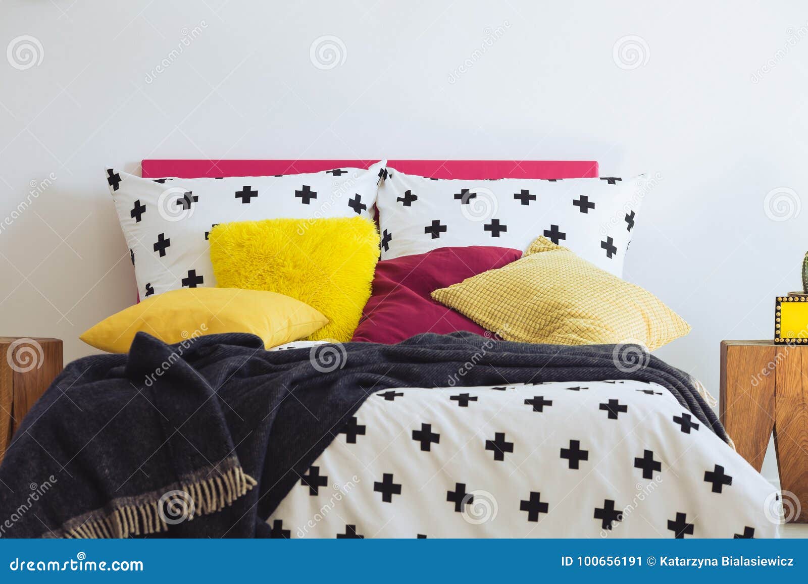 Blue Blanket On King Size Bed Stock Image Image Of Design
