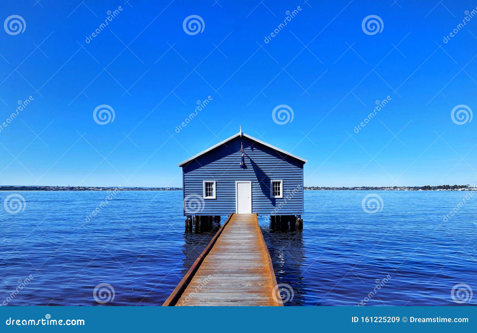 Blue Boat Shed on the Swan River, Perth Stock Image Image of blue
