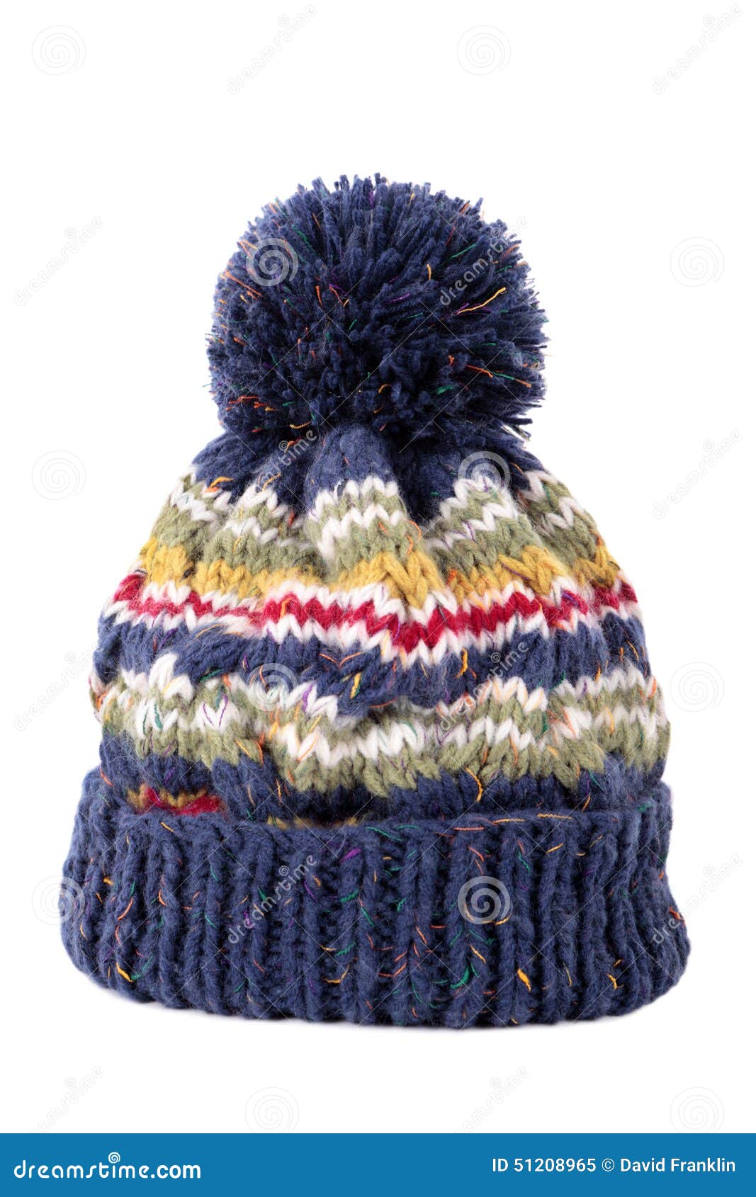 Blue Winter Knit Hat Isolated on White Background Stock Image Image