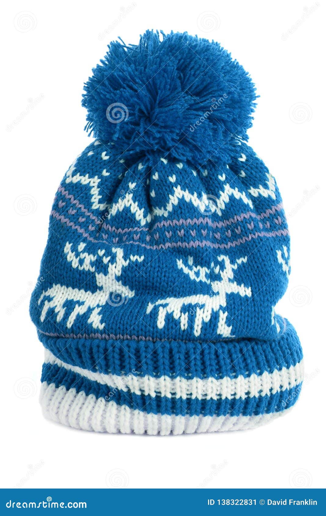 Ladies Knitted Beanie Hat  Womens Reindeer Bobble Pom Pom Ski Adults Warm Cap 