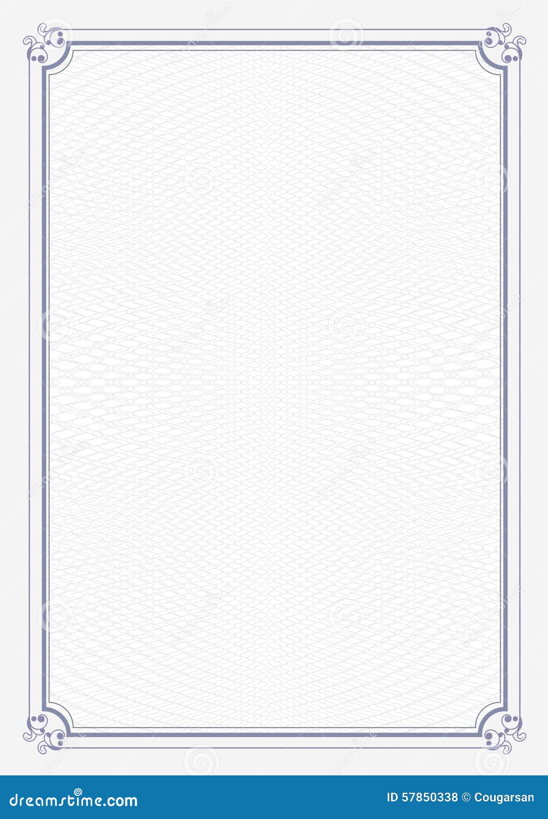 Blue Border A4 Size Certificate Grunge Retro Paper Background Stock
