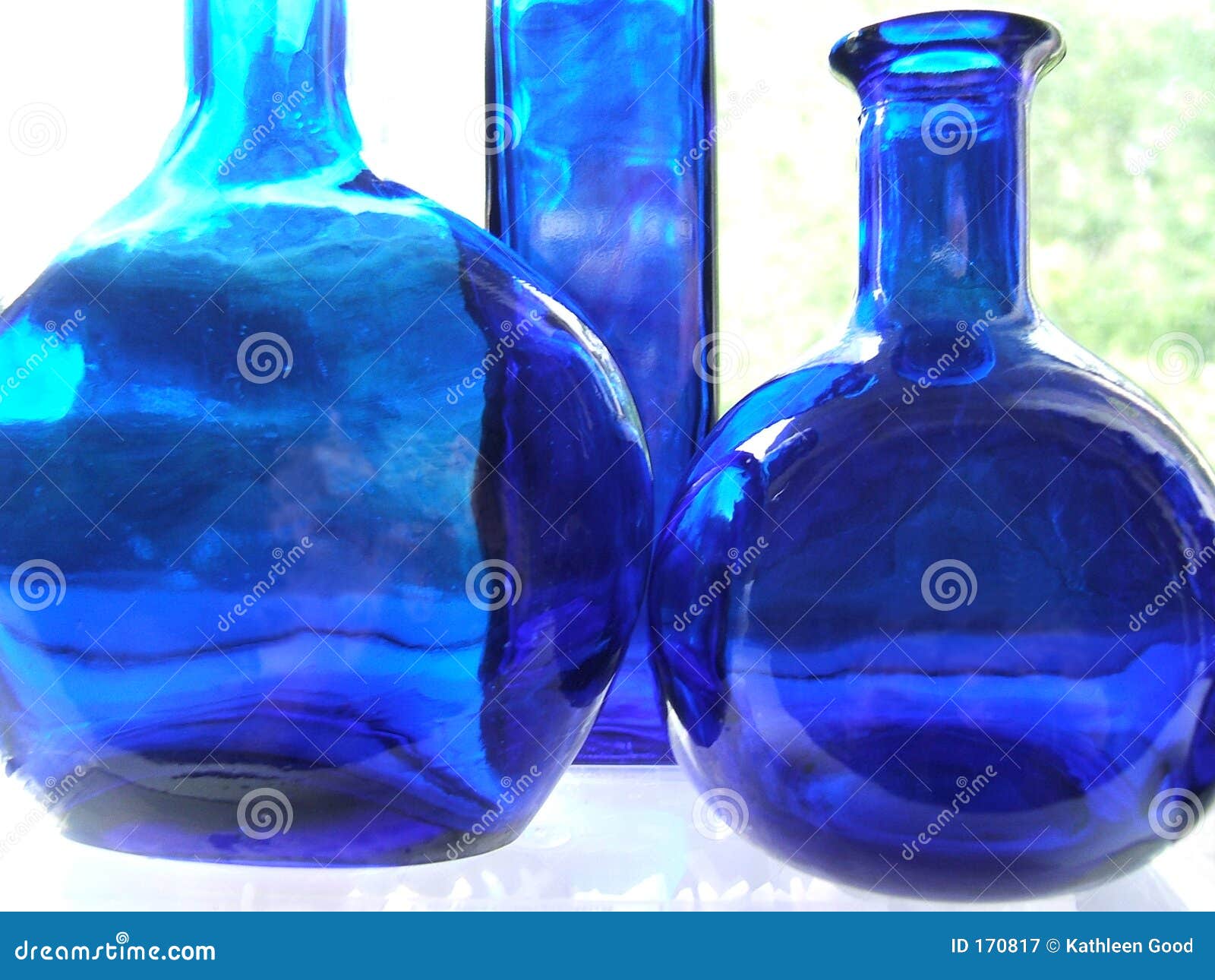 Blue bottles stock image. Image of accessory, blue, interior 170817
