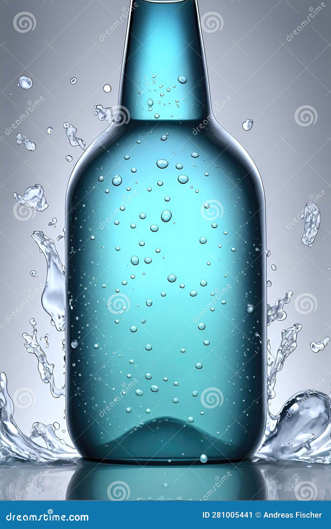 Blue Bottles of Water without a Label. Stock Image Image of table