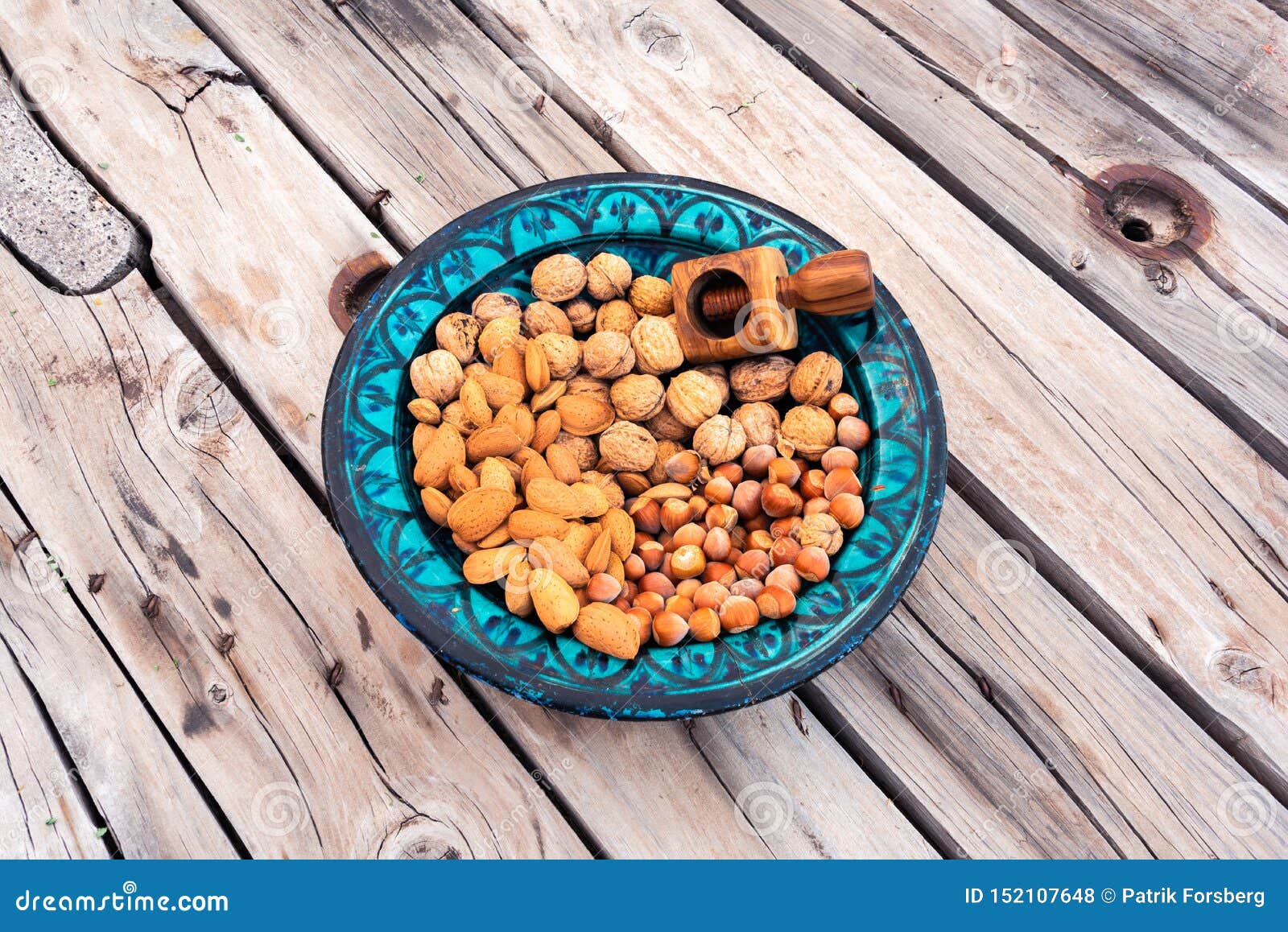 Blue Bowl Containing Different Nuts Stock Photo Image of kernel