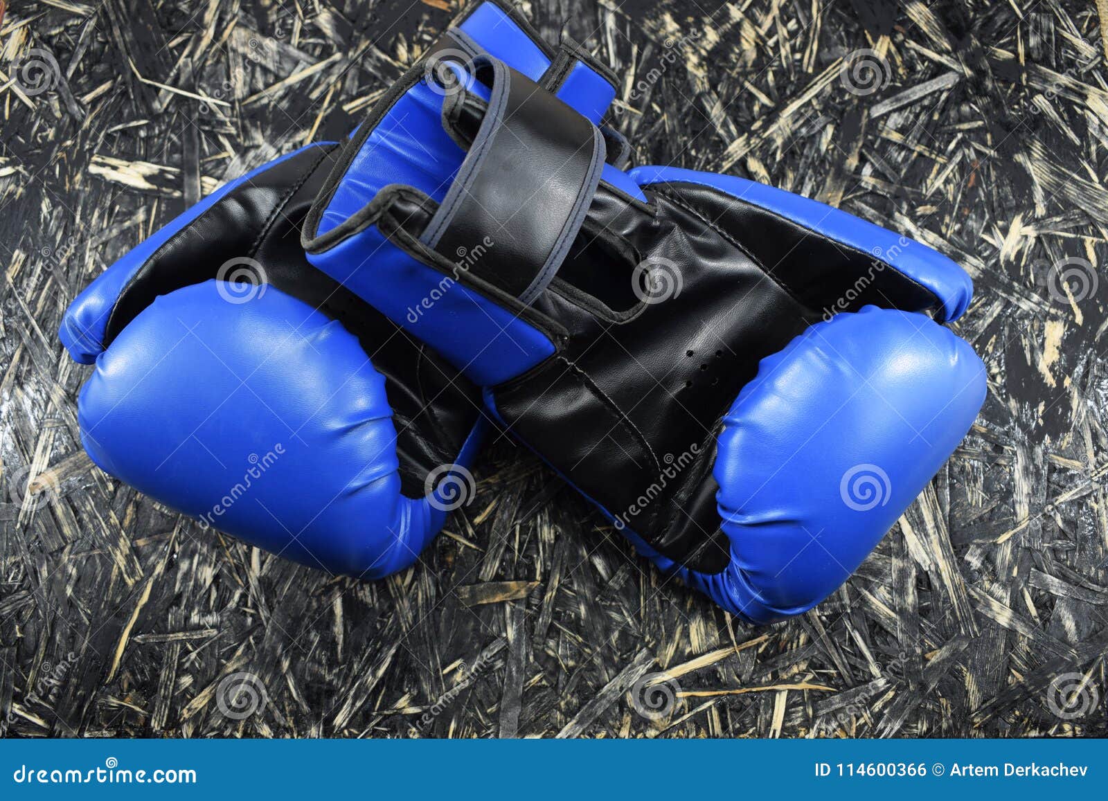 blue and black boxing gloves