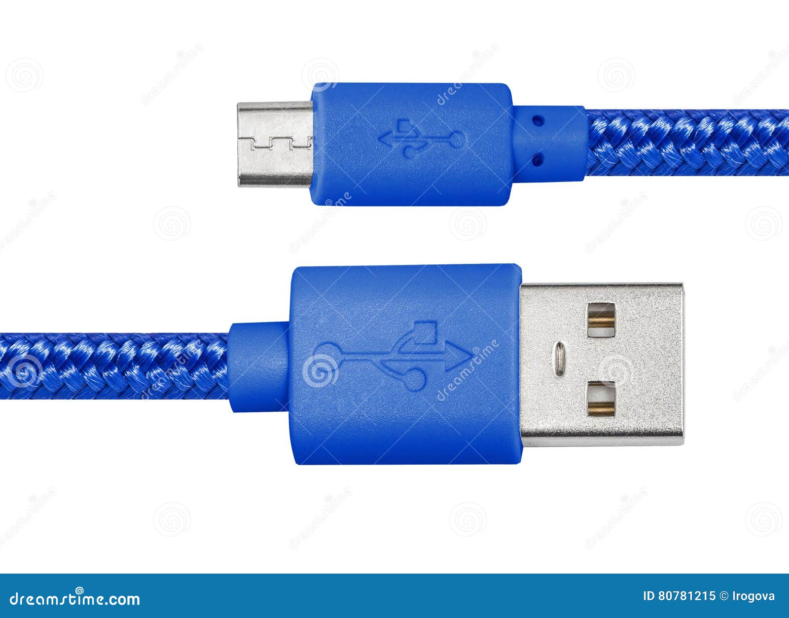 Blue Braided Wire Usb To Miniusb Cable Stock Image Image of connect