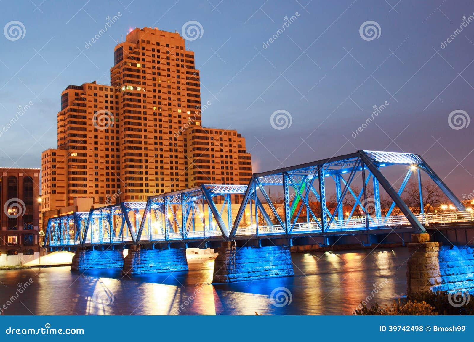 blue bridge in grand rapids