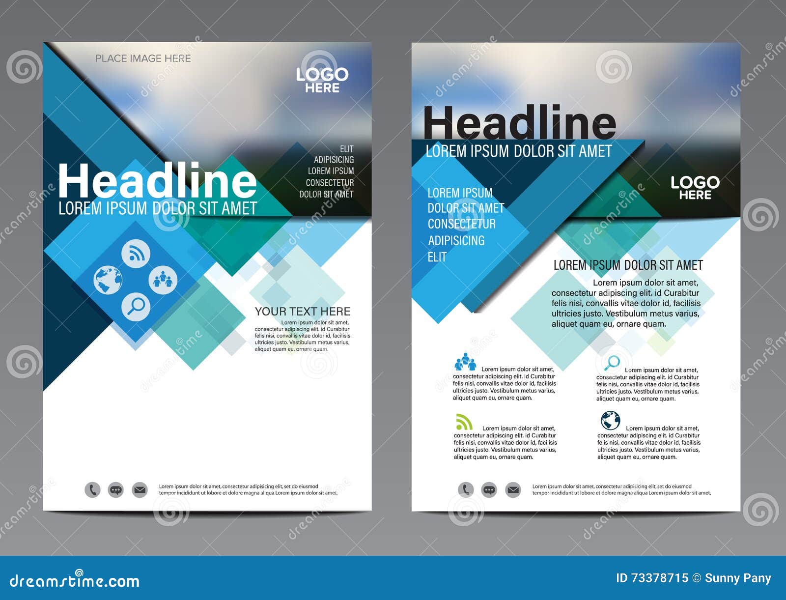 Blue Brochure Annual Report Flyer Design Template Leaflet Cover Presentation Modern Flat Background Illustration Vector In Stock Vector Illustration Of Flat Company