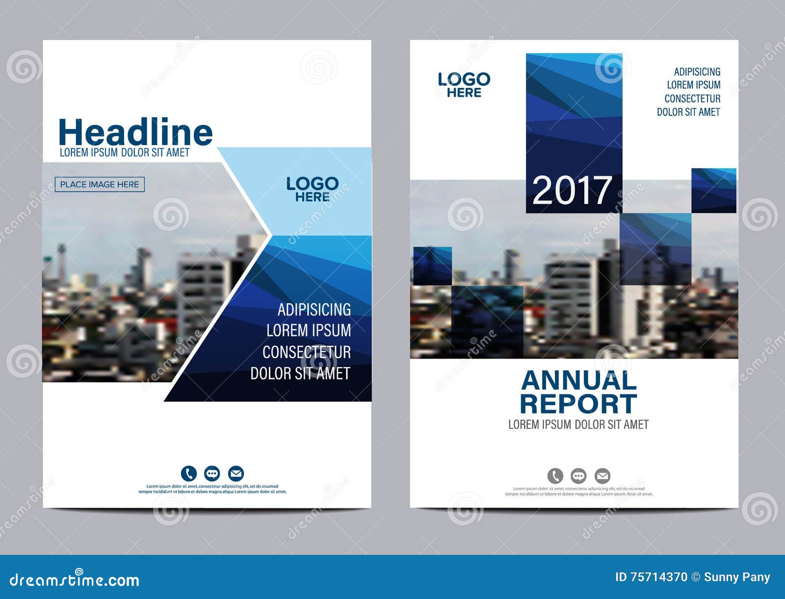 blue brochure annual report flyer  template.