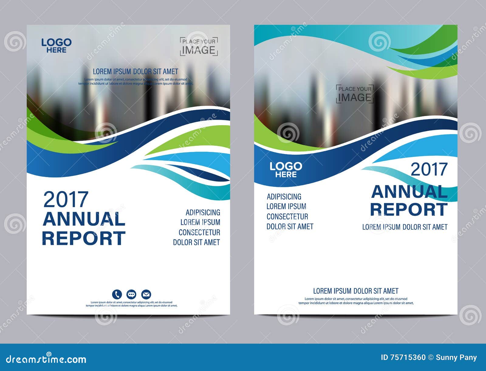 blue brochure annual report flyer  template.