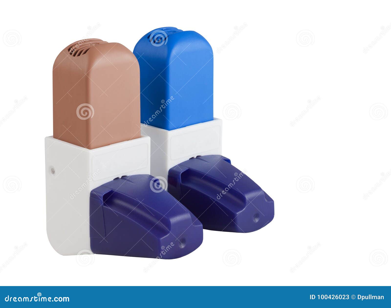 Blue and Brown Asthma Inhalers with Caps Stock Image Image of breath