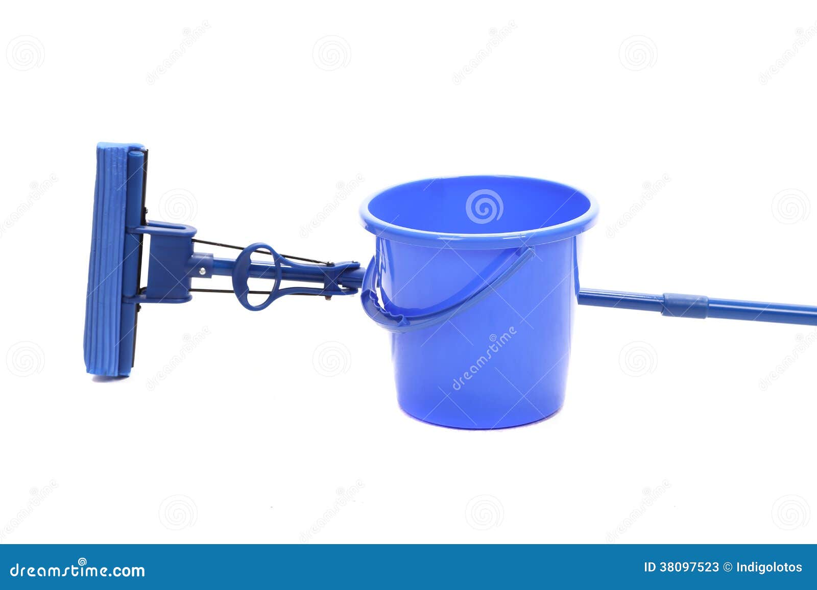 Blue Bucket with Sponge Mop. Stock Image Image of household, domestic