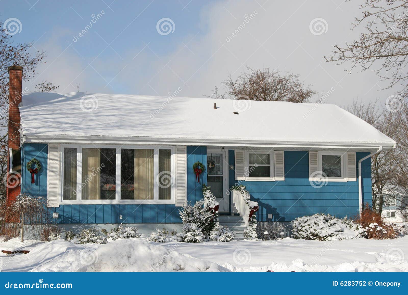 Blue Bungalow stock photo. Image of ...