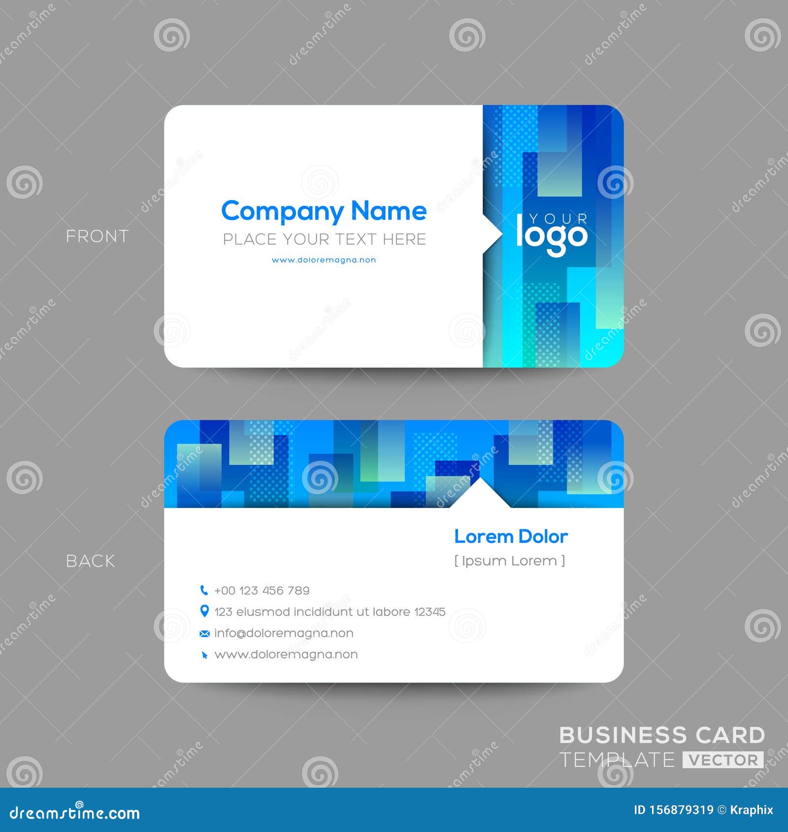 Blue and White Modern Company Business Card Template