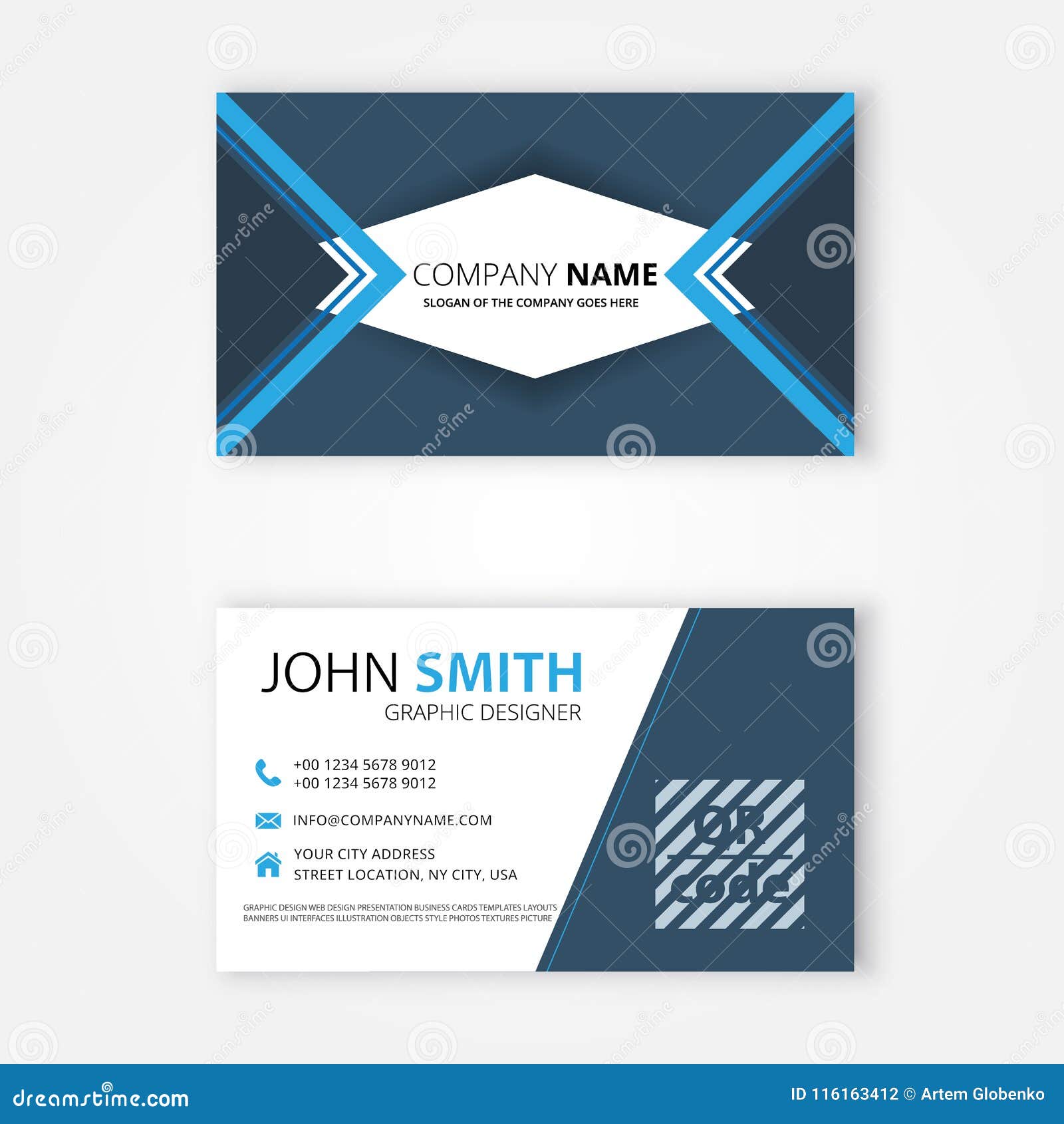 The Blue Business Card Template. Stock Vector - Illustration of Within Free Personal Business Card Templates