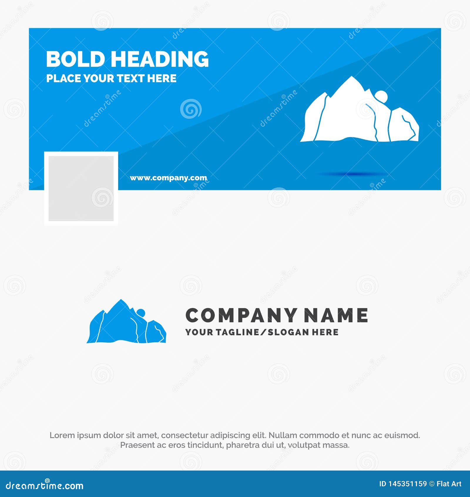 blue business logo template for hill, landscape, nature, mountain, scene. facebook timeline banner .  web banner