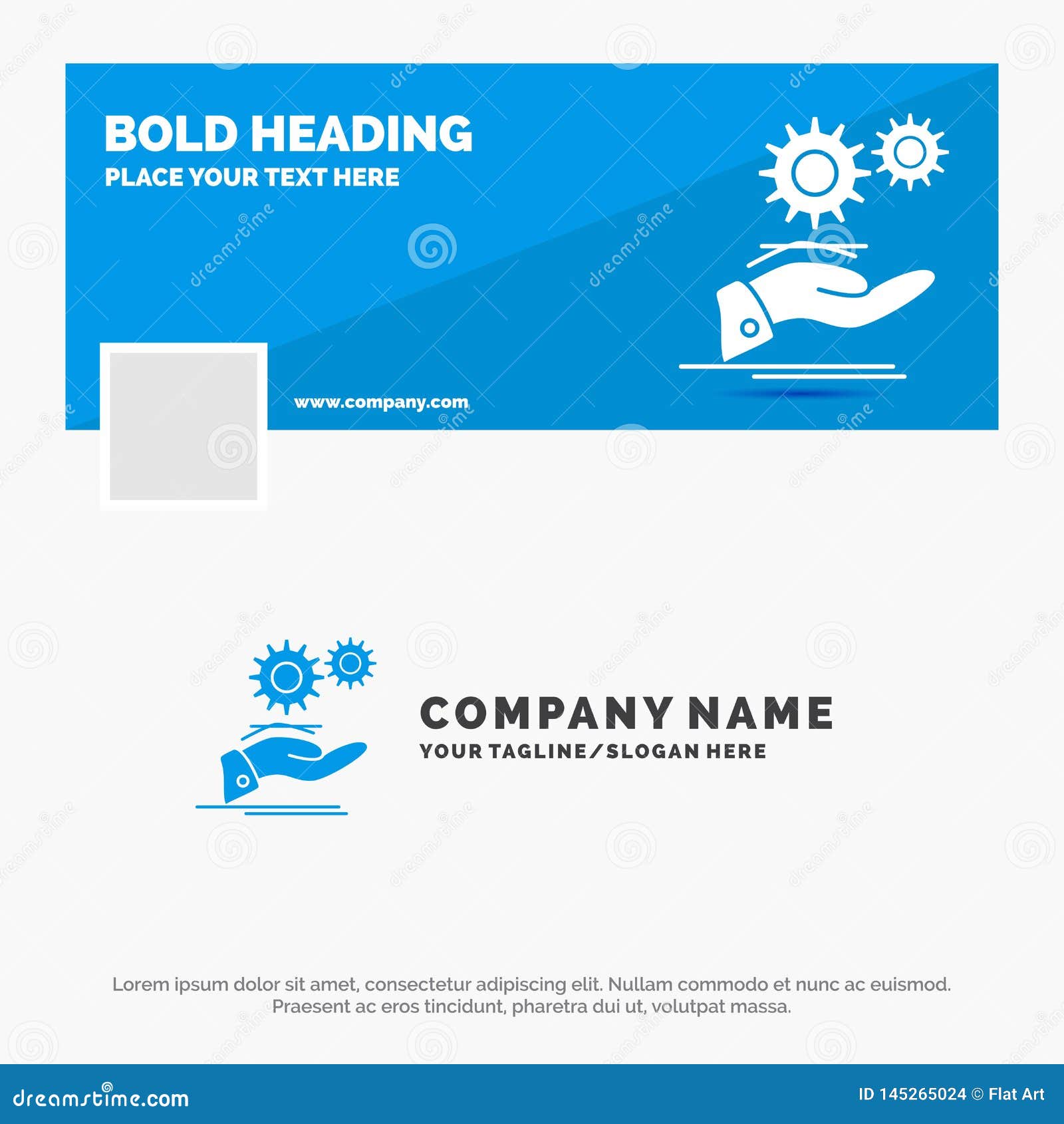 Blue Business Logo Template For Solution Hand Idea Gear