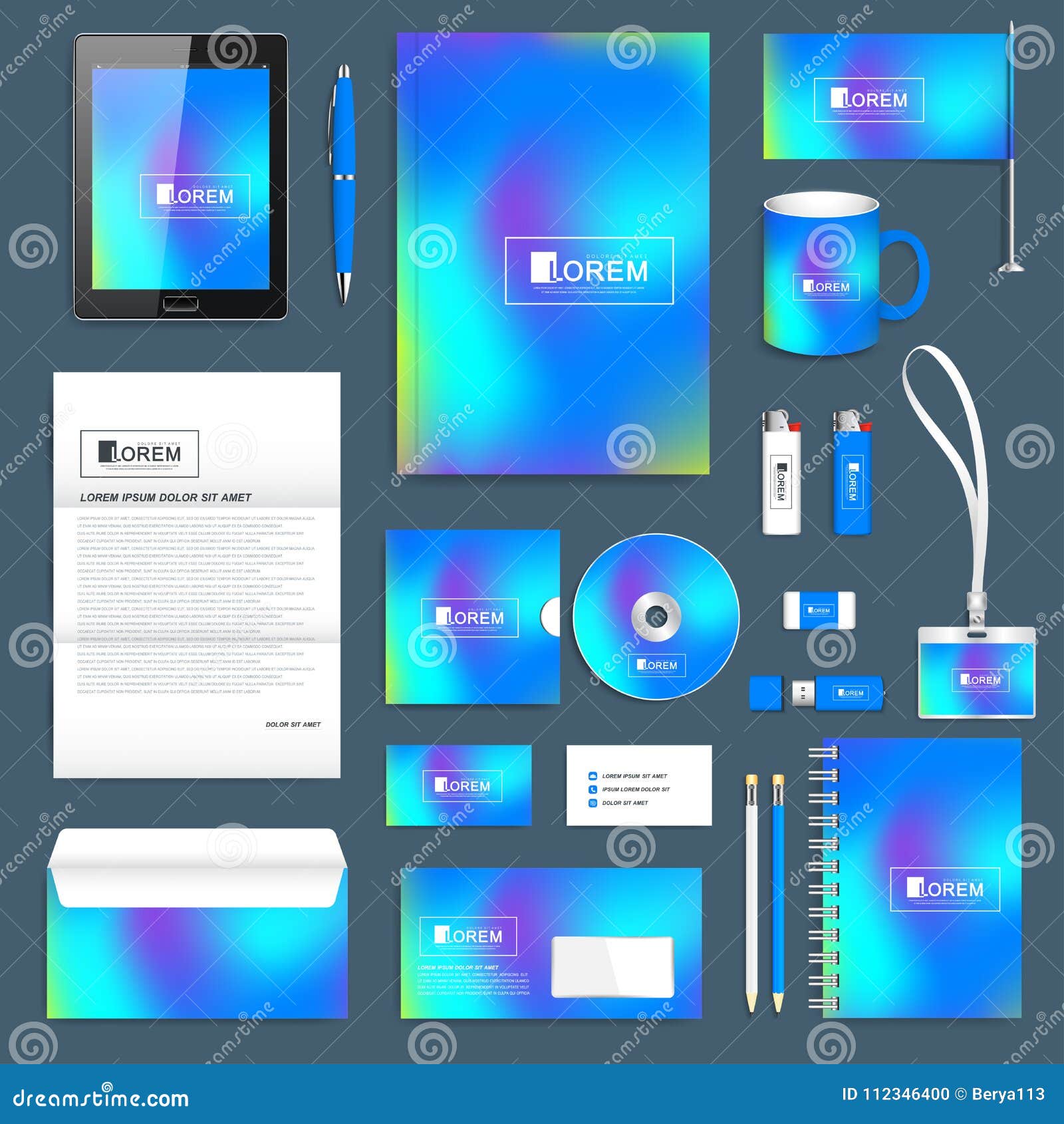 Download Blue Business Set Of Vector Corporate Identity Template. Modern Stationery Mock-up. Abstract ...