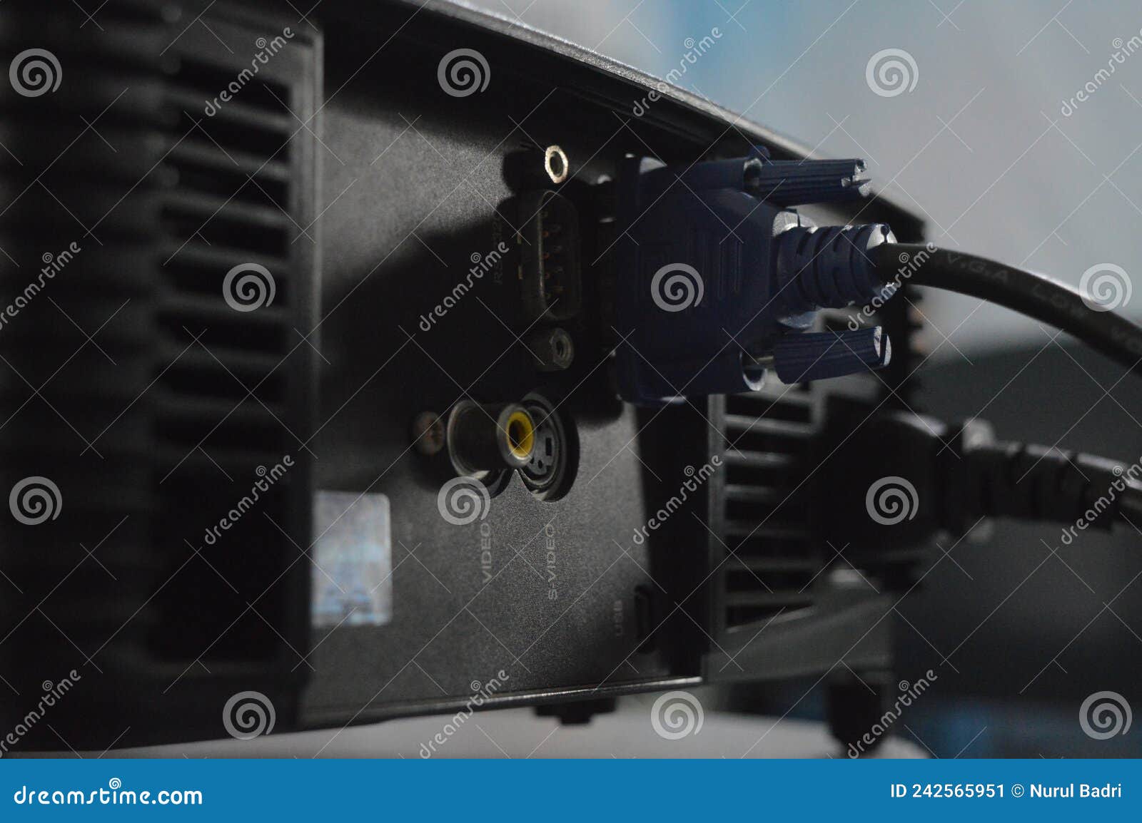 Blue Cable, a Connecting Cable between the Projector and Laptop Stock