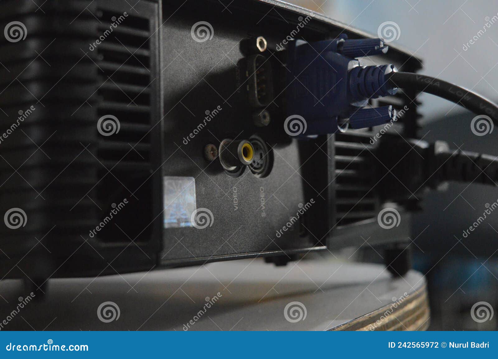 Blue Cable, a Connecting Cable between the Projector and Laptop Stock