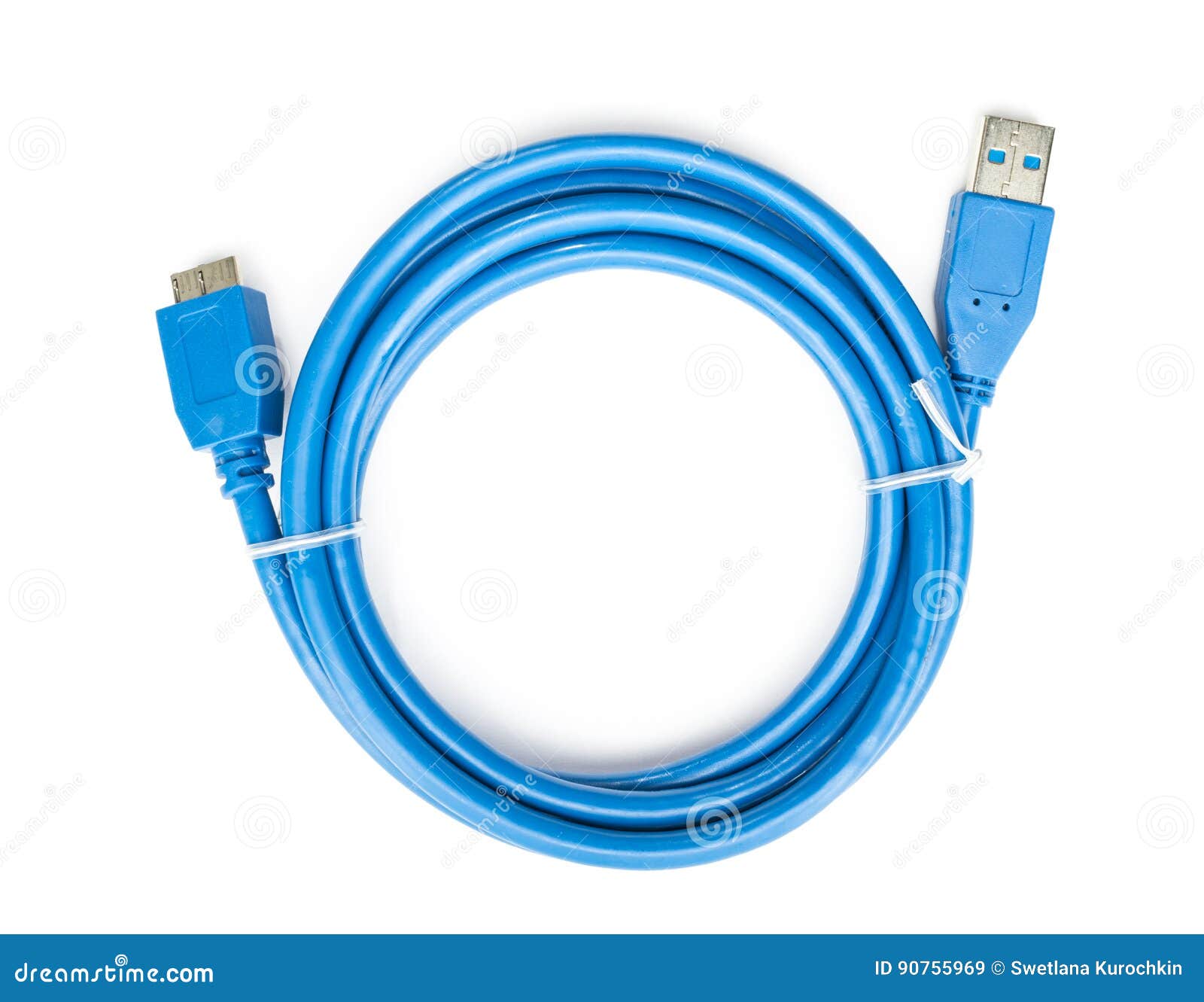 Blue Cable Usb To Microusb 3 Isolated Stock Image Image of electronic