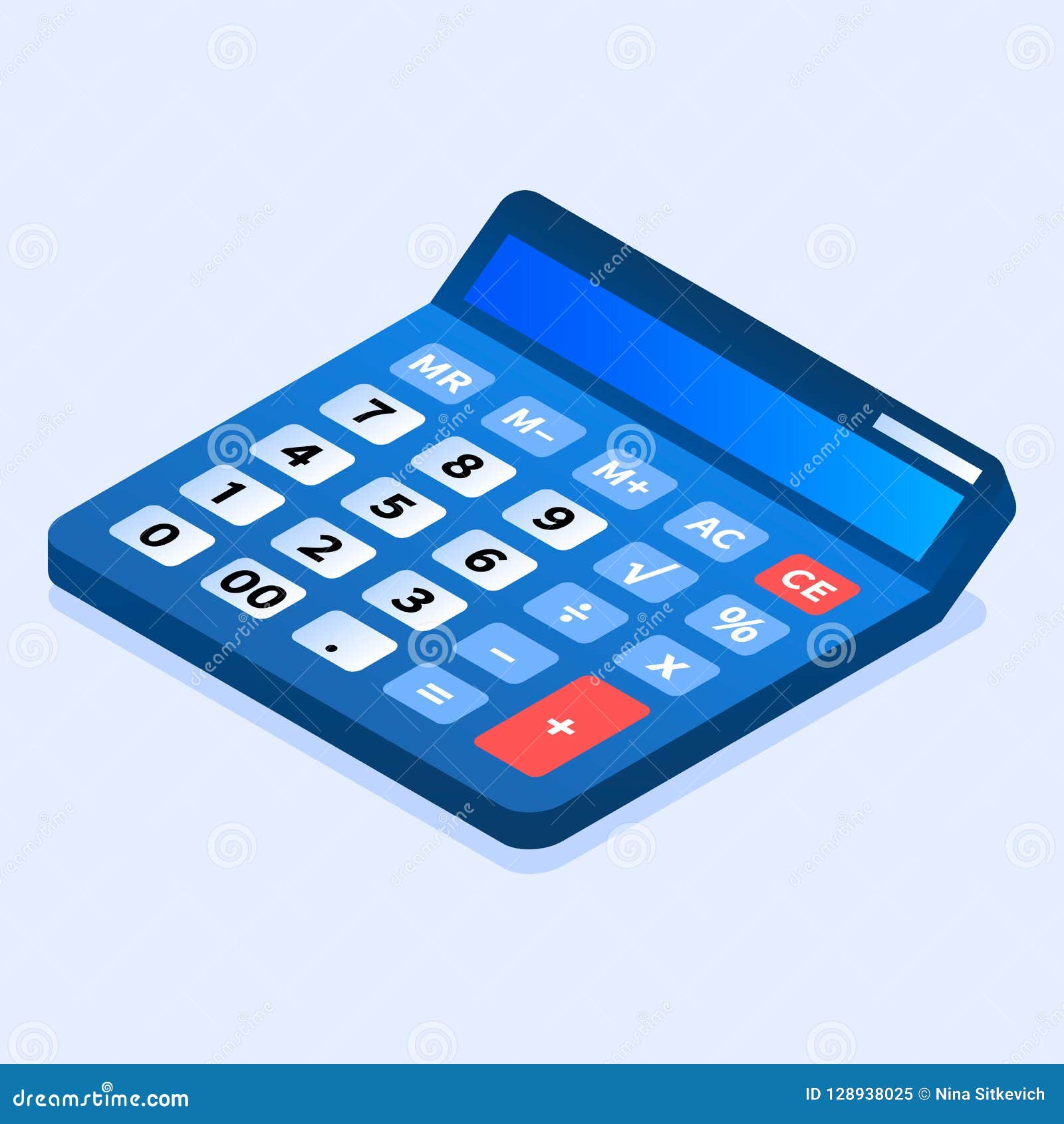 Blue Calculator Icon, Isometric Style Stock Vector Illustration of