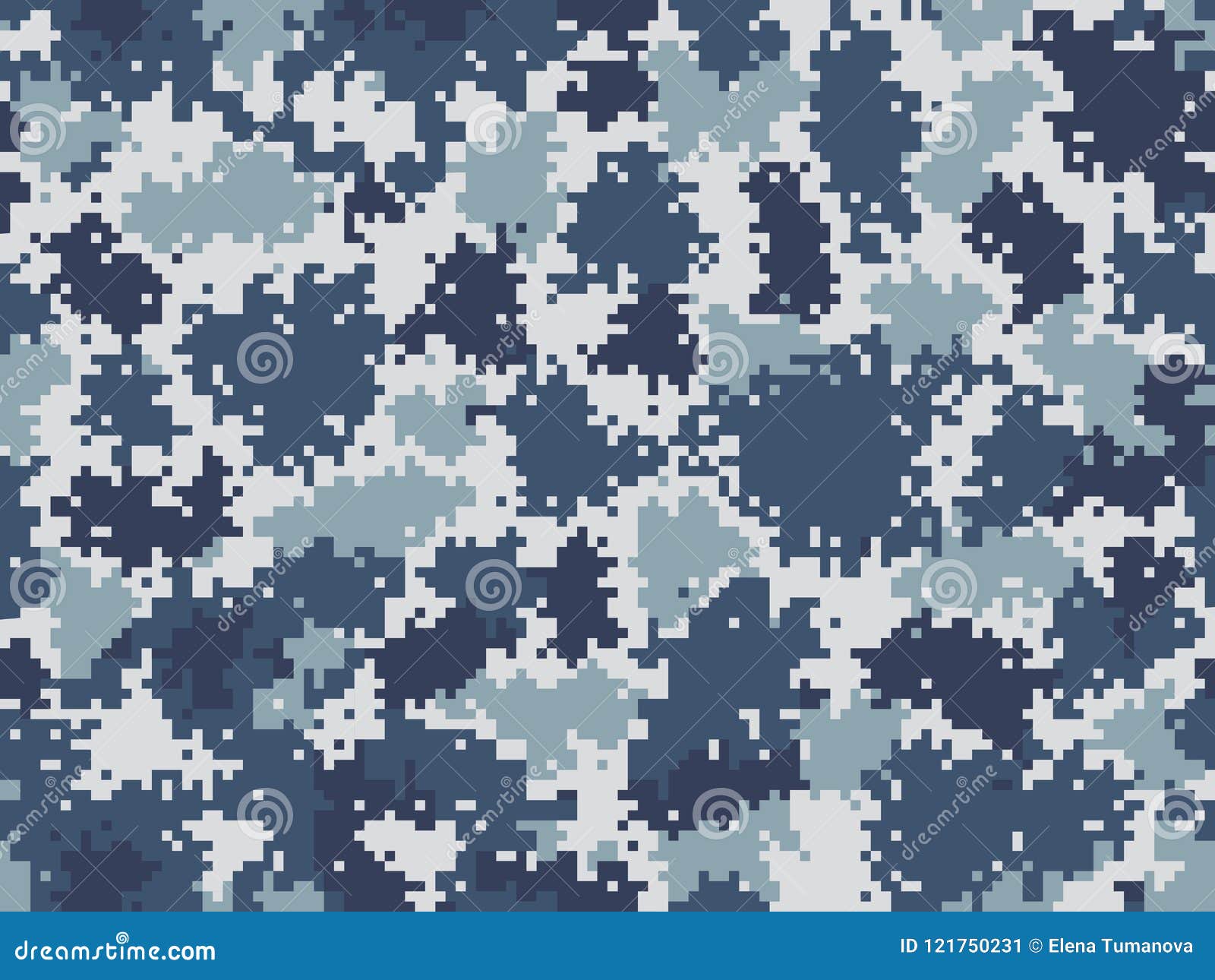 Blue Camouflage Seamless Pattern. Trendy Style Pixel Camo Stock Vector ...