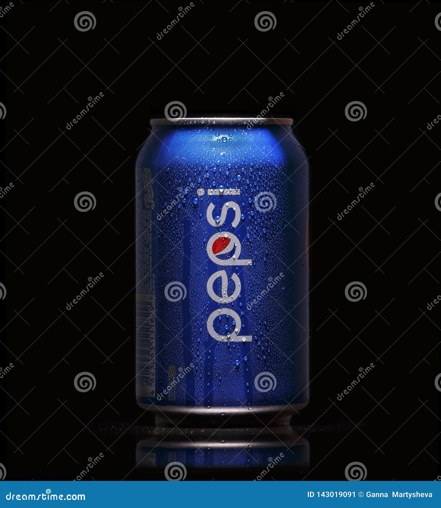 Blue, Can, Pepsi Cola, Isolated, Black Background, Brand, Cold ...