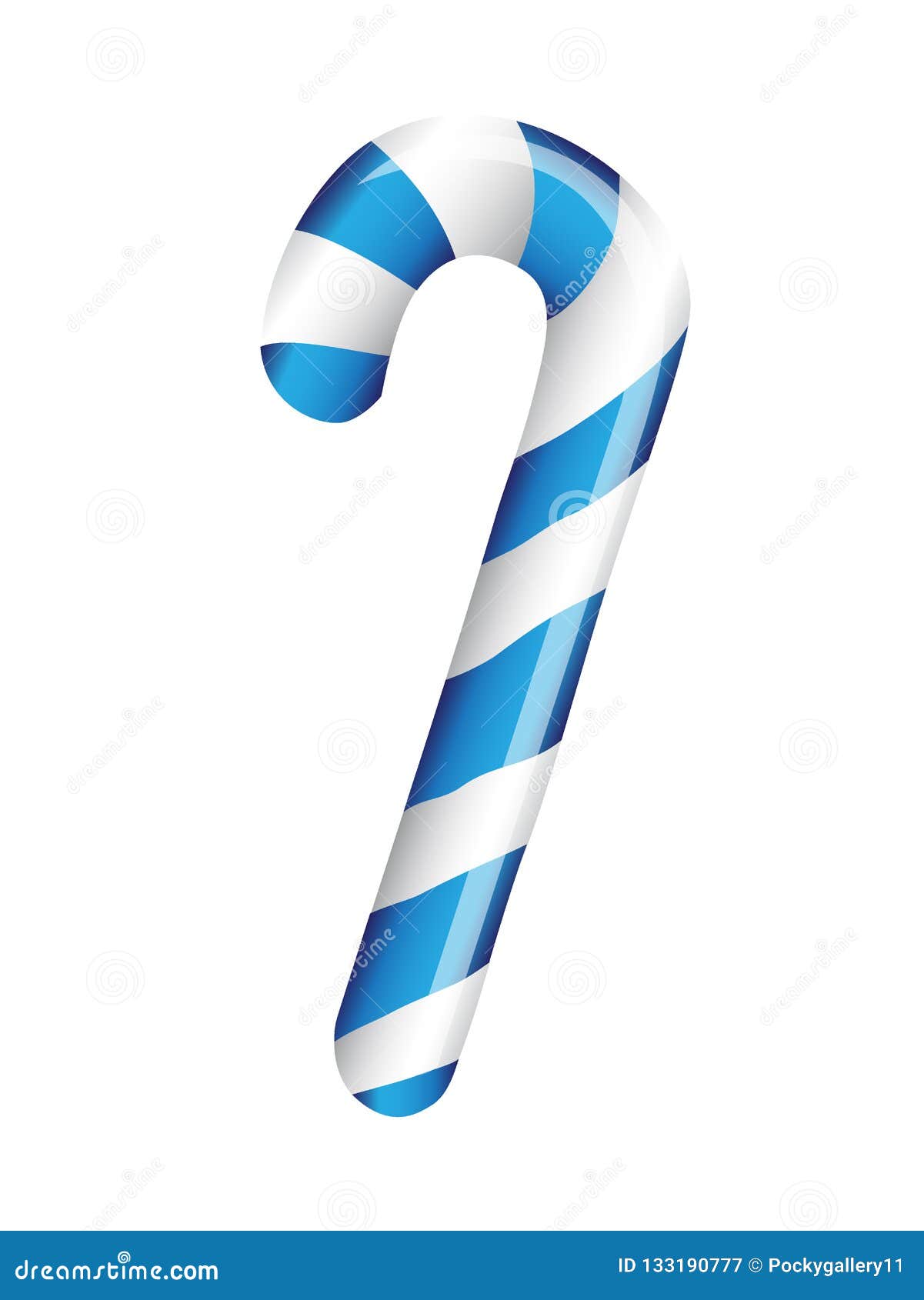 Blue candy cane on white stock vector. Illustration of christmas