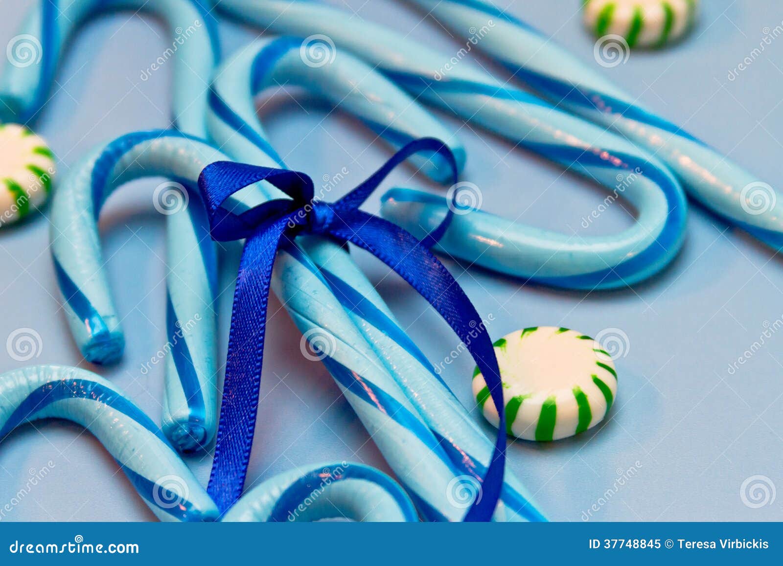 Blue Candy Canes stock image. Image of hard, sweets, ribbon 37748845