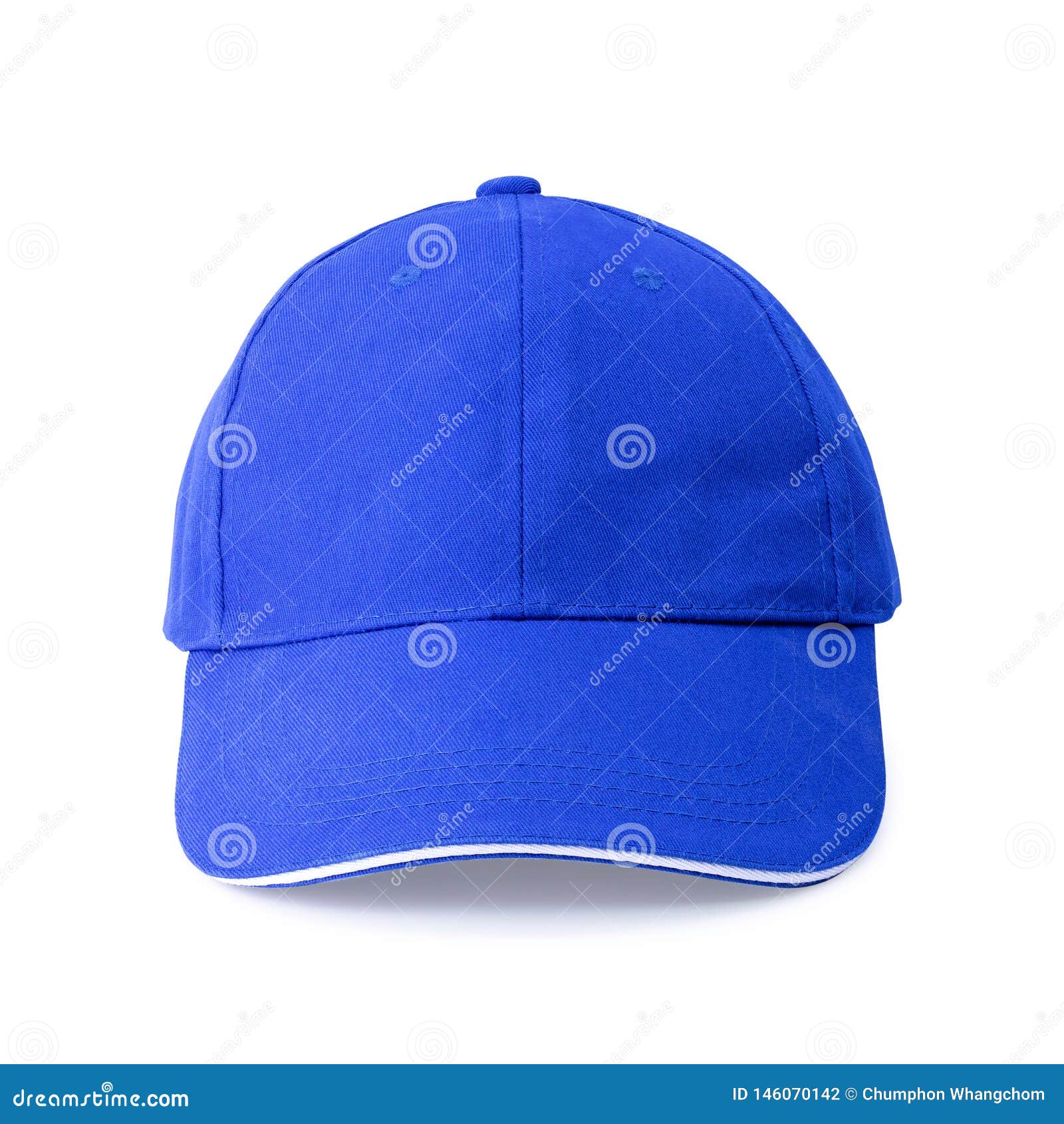 Blue Cap Isolated on White Background. Template of Baseball Cap in ...