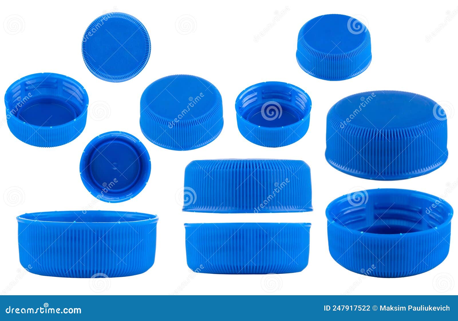 Blue Caps for Bottles, Different Sizes. Stock Photo Image of mockup