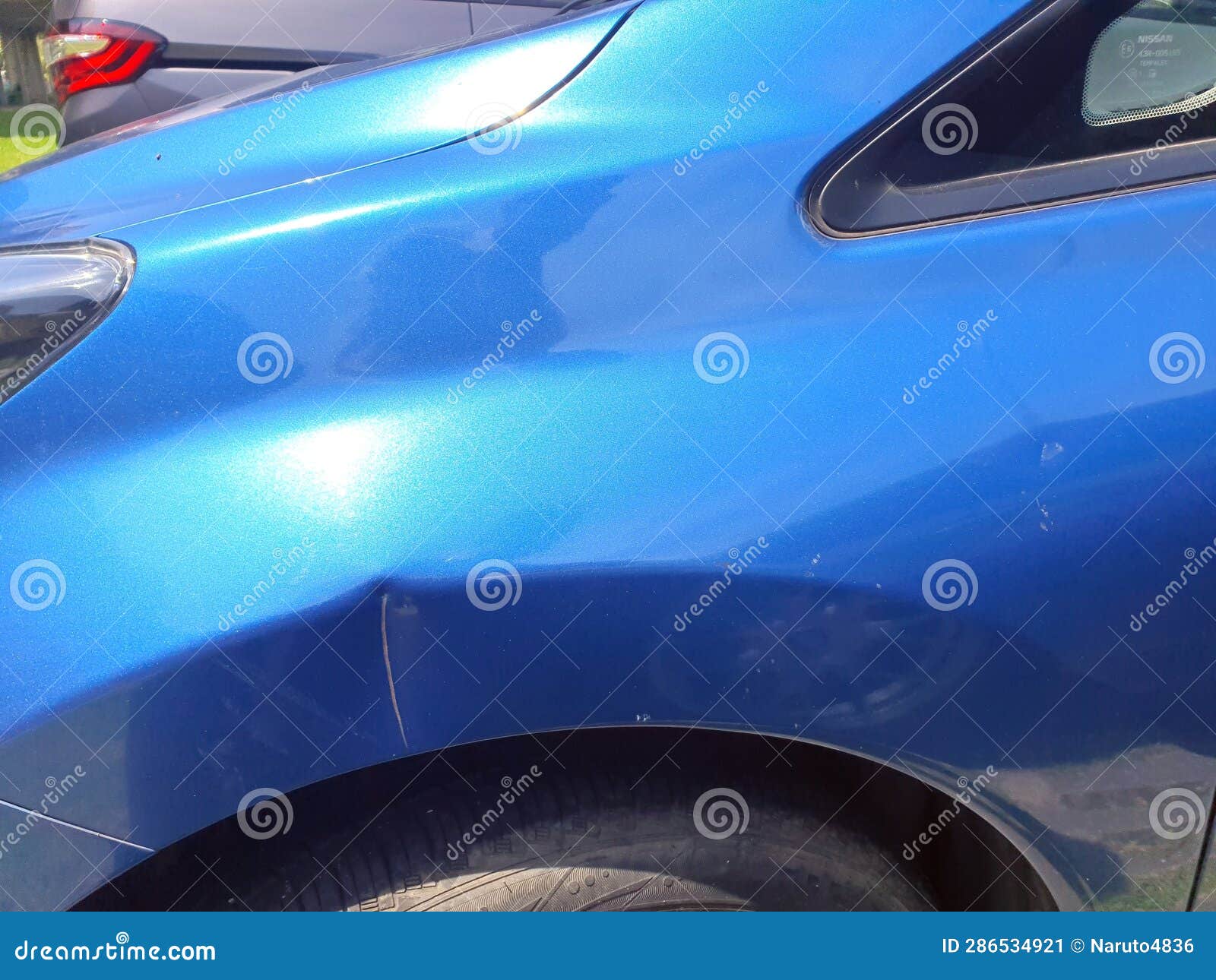 Blue car with damage stock image. Image of economy, crush 286534921