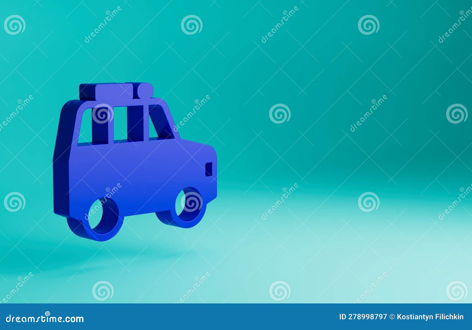 Blue Car Icon Isolated on Blue Background. Minimalism Concept Stock
