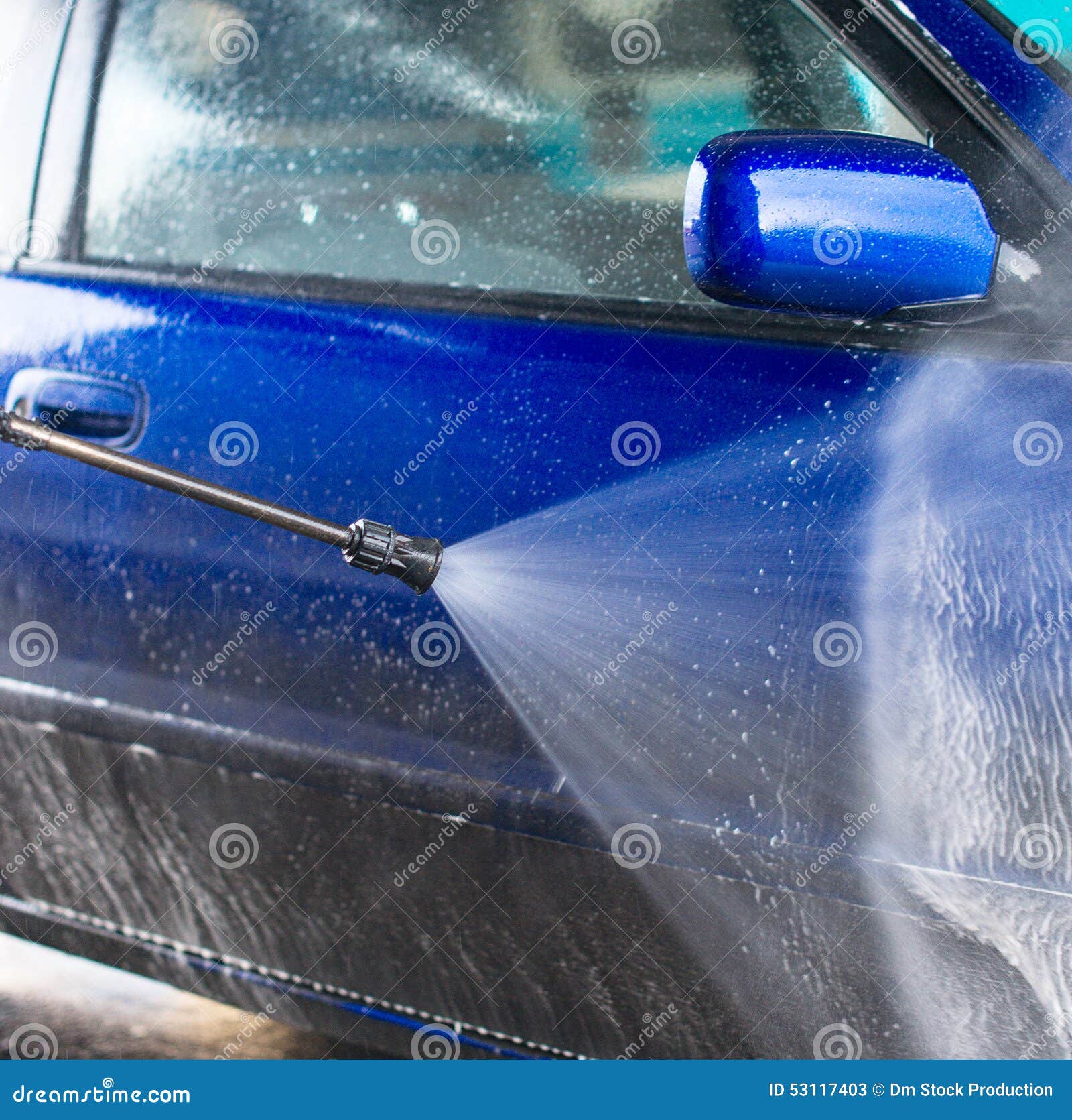 Blue car wash. stock image. Image of garage, foam, soaping 53117403