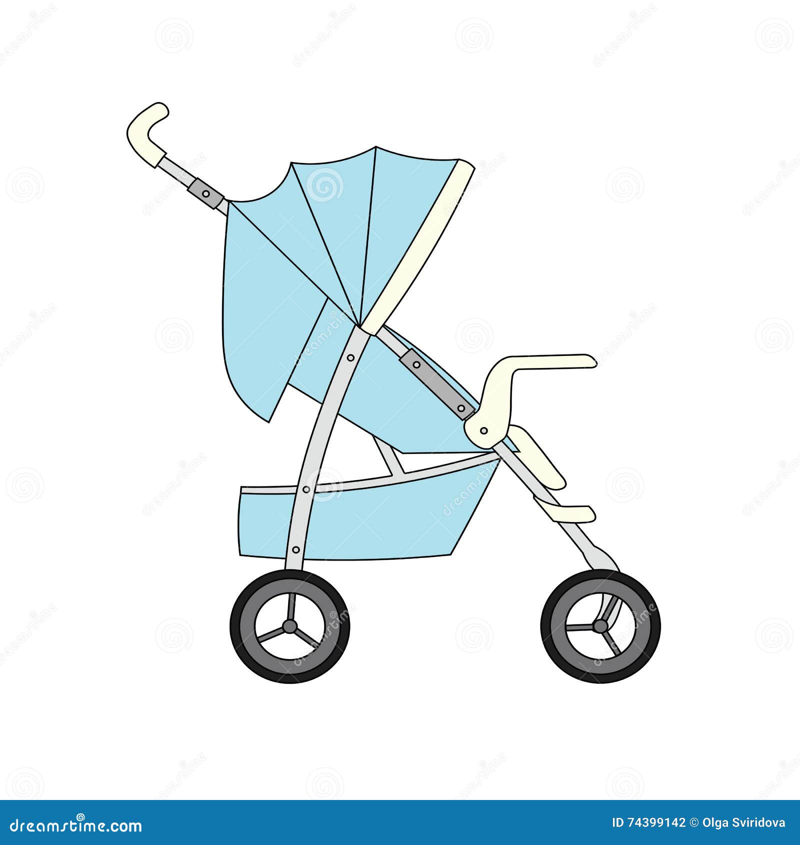 Blue Cartoon Children S Stroller Stock Vector - Illustration of nursing,  sidecar: 74399142