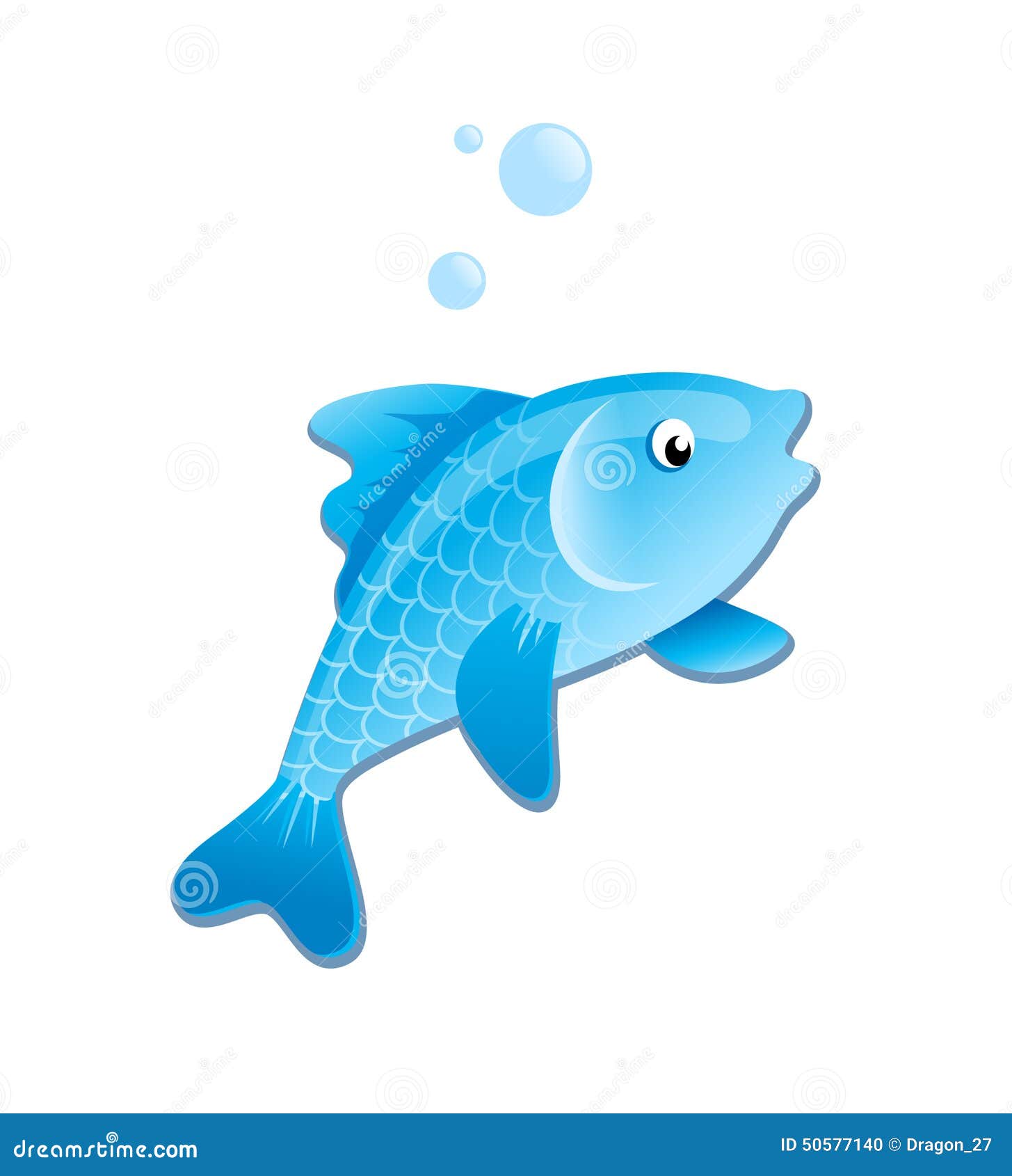 Blue cartoon fish. stock vector. Illustration of fish - 50577140