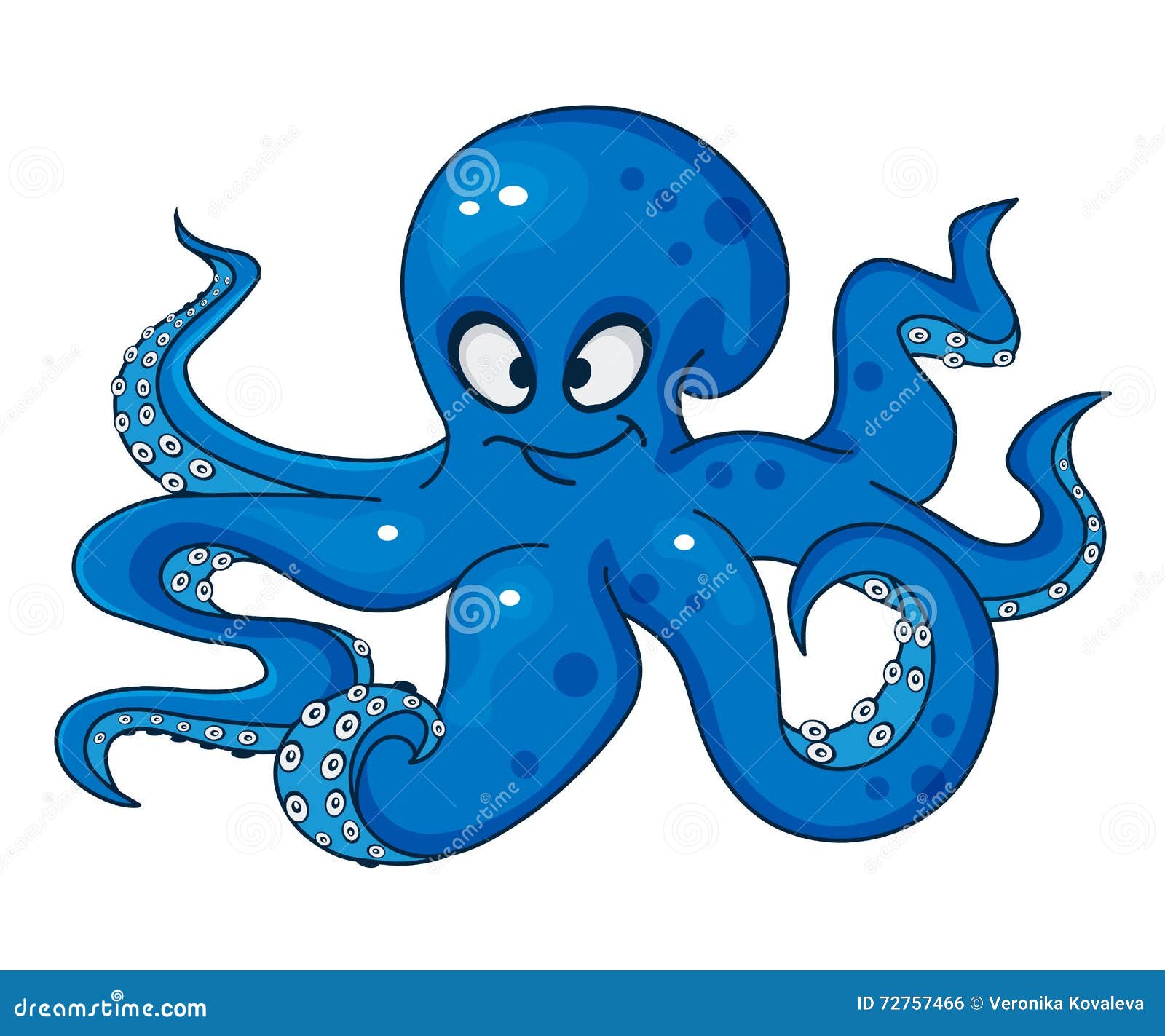 Blue cartoon octopus stock vector. Illustration of octopus - 72757466