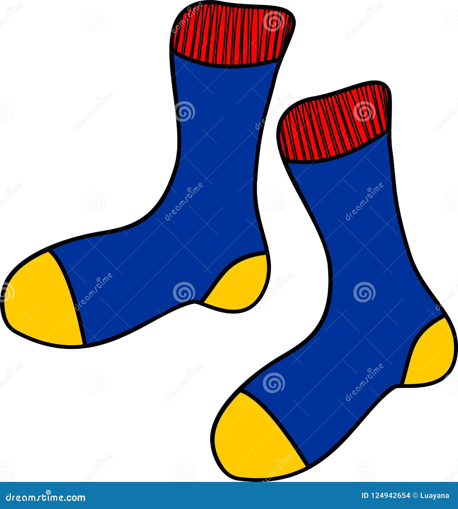 Blue Cartoon Socks on White Background Stock Vector - Illustration of ...