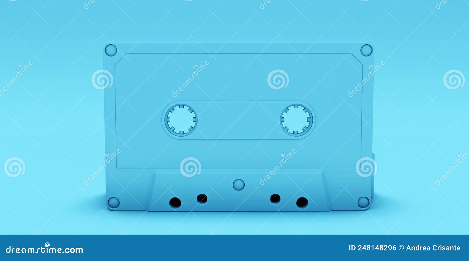 Blue Cassette Tape Isolated on Blue Background Stock Illustration