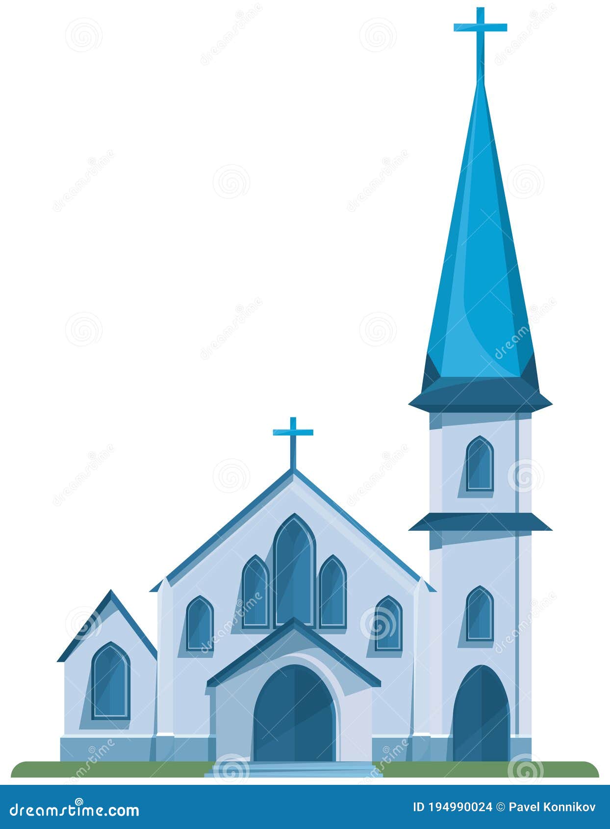 Blue catholic church stock illustration. Illustration of building