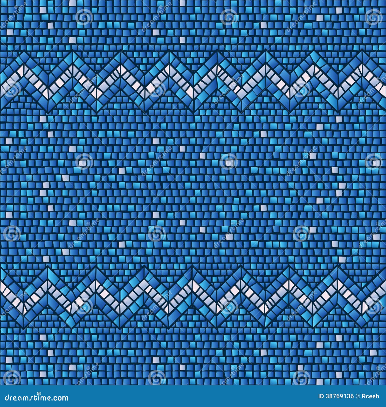 Blue ceramic tile mosaic stock vector. Illustration of decorative