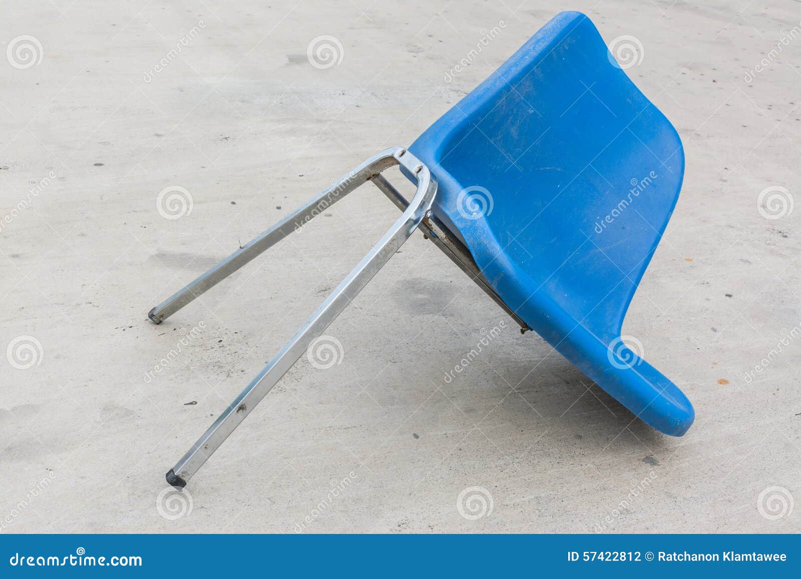 Blue chair damage. stock photo. Image of misadventure 57422812