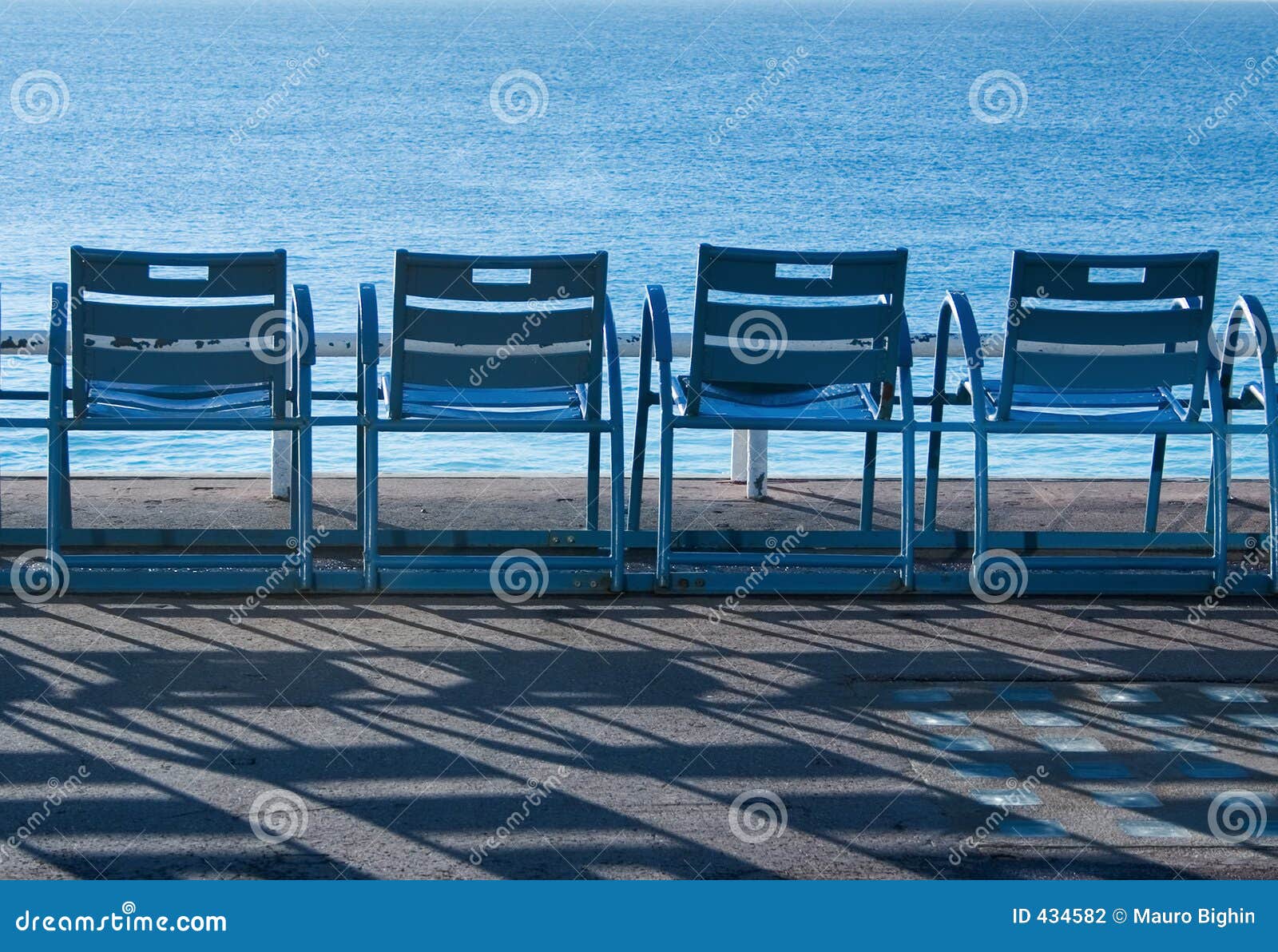 Blue Chairs in Nice France Cote D Azur Stock Photo Image of