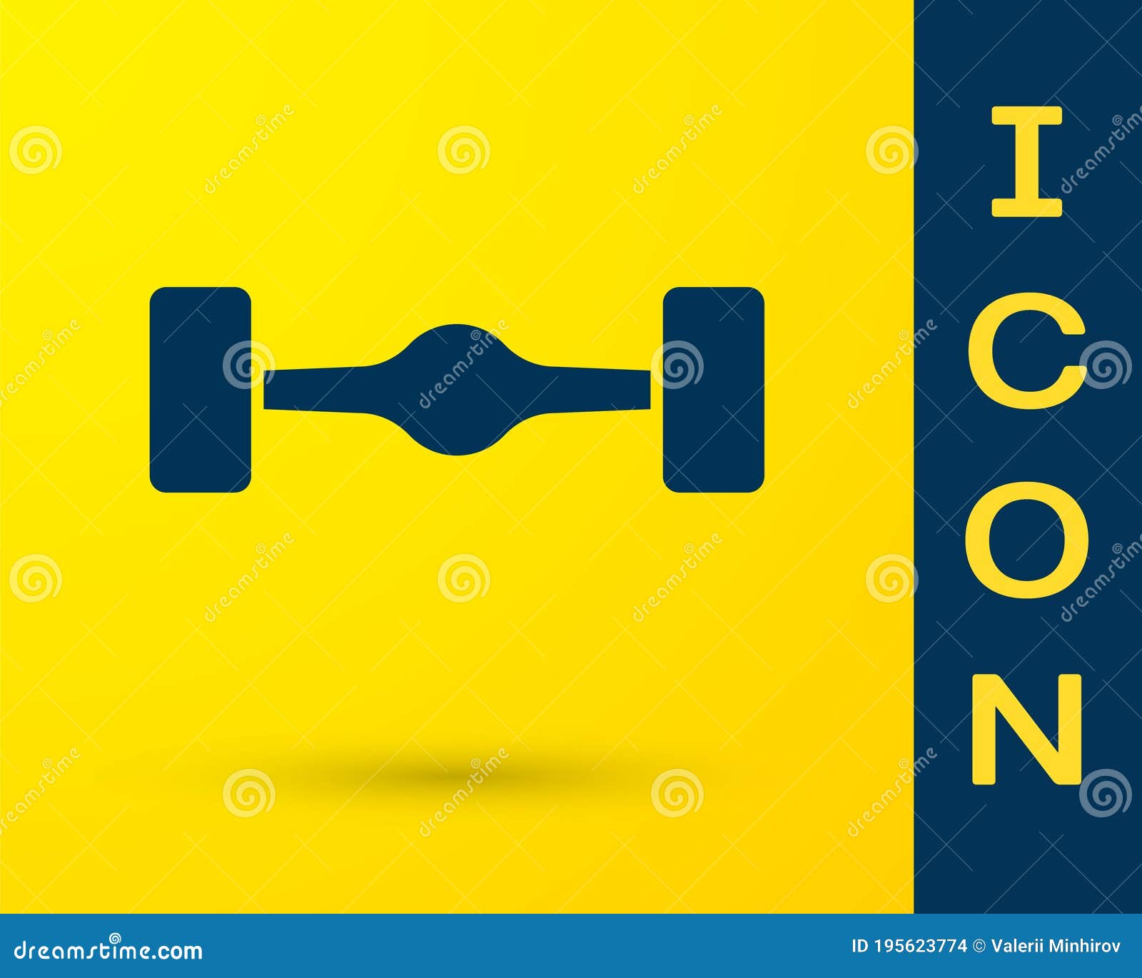 blue chassis car icon  on yellow background. 