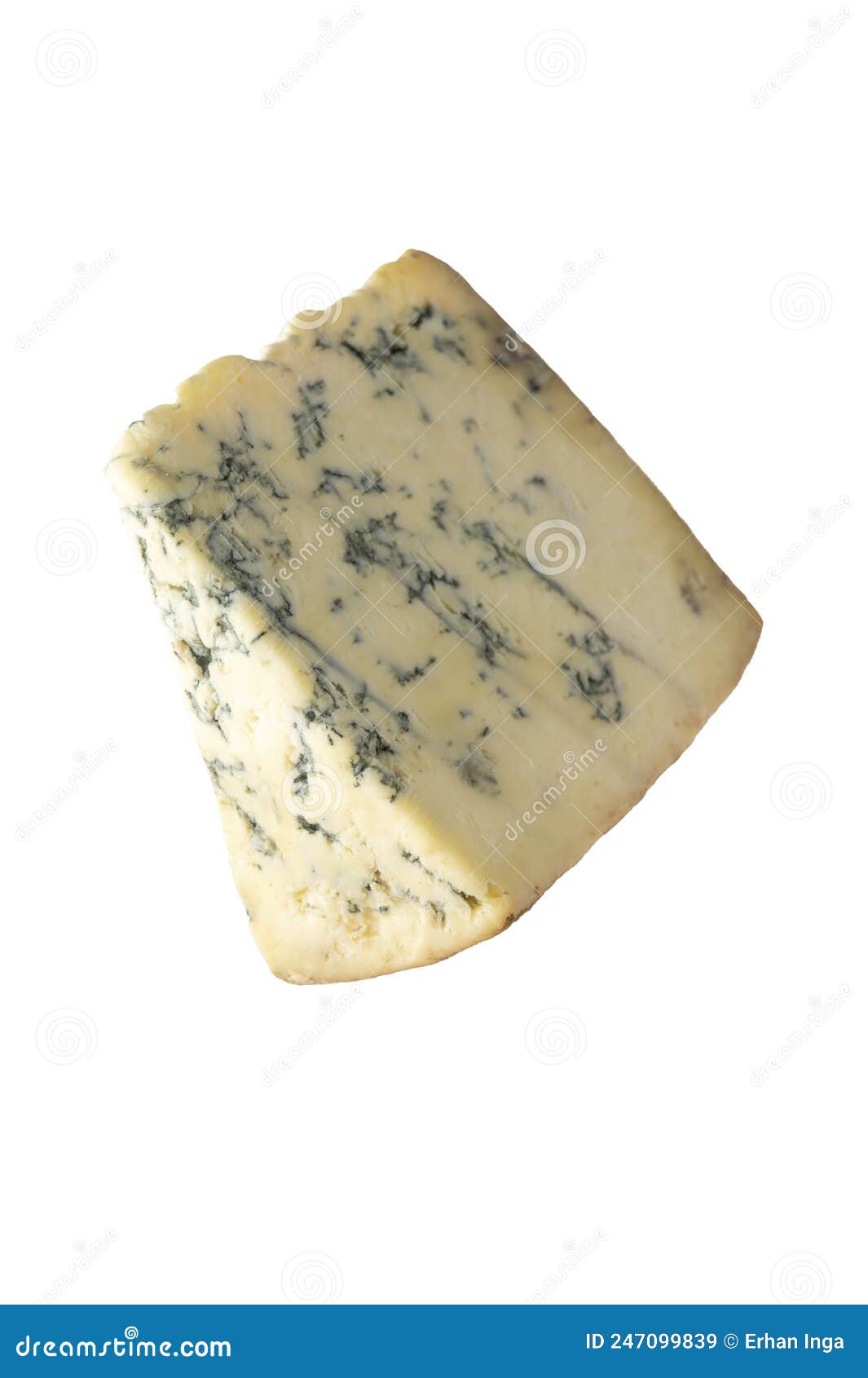 Blue Cheese, Dor Blue or Roquefort Mold Cheese Slice Isolated on White