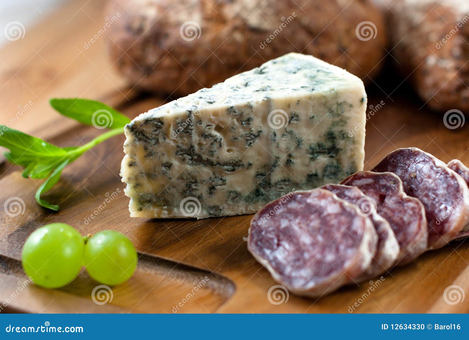 Blue Cheese and French Sausage Stock Photo Image of fruit, meat 12634330