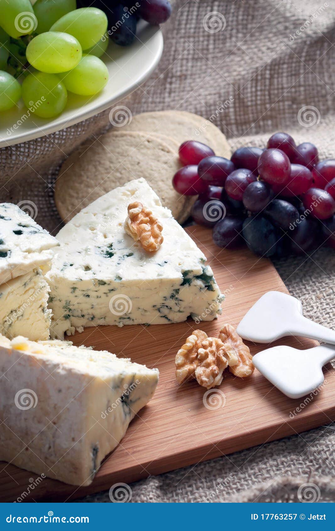 Blue Cheese with Walnuts and Grapes Stock Image Image of dairy